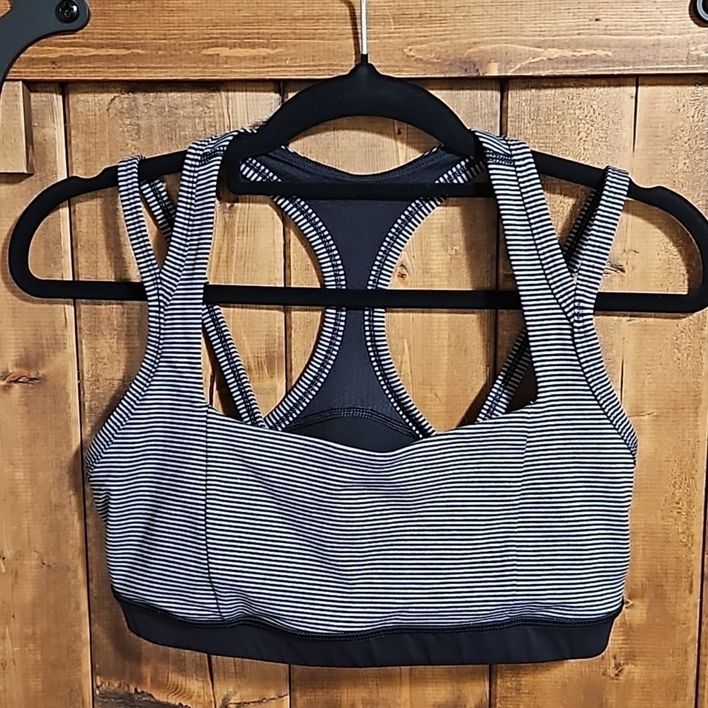 Lululemon Splendour Tonka Stripe Black Heathered Slate Light Support Br…